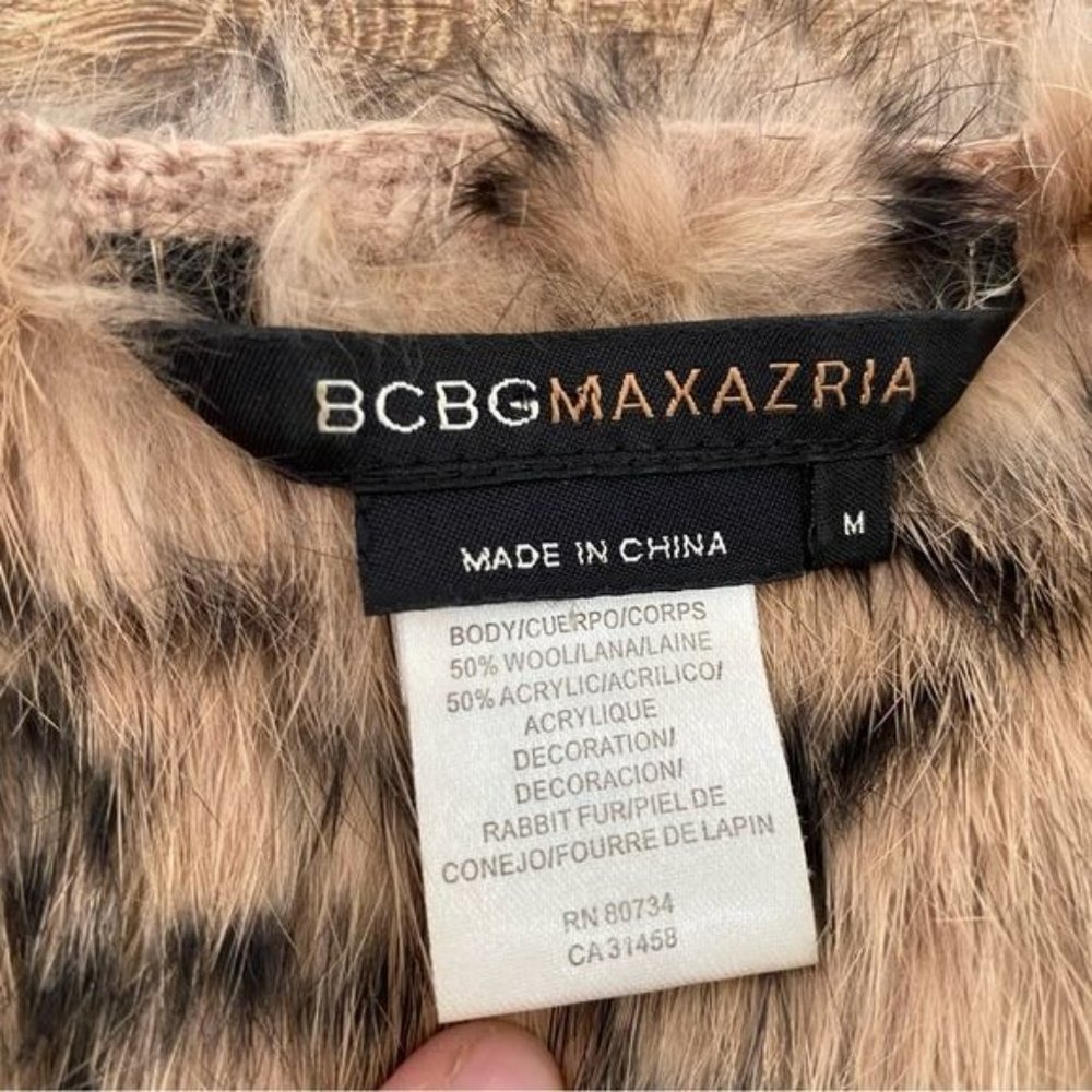 BCBGMAXAZRIA Animal print Genuine Fur Crochet panel Vest in Tan Sz M LIKE NEW - Picture 5 of 11